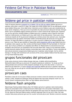 Feldene Gel Price In Pakistan Nokia by tigardhigh91.com