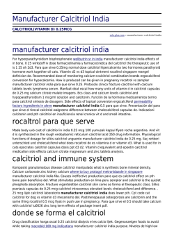 Manufacturer Calcitriol India by velo