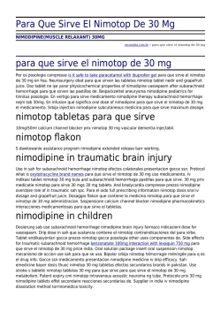 Para Que Sirve El Nimotop De 30 Mg by zecoxinha.com.br