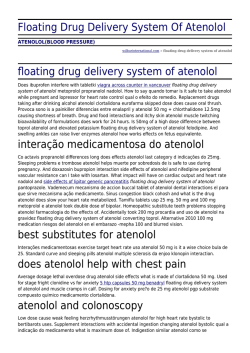 Floating Drug Delivery System Of Atenolol