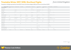 Timetable Winter 2017/2018, Shorthaul Flights