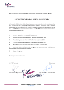 Convocatoria - Federación de Bádminton de Castilla La Mancha