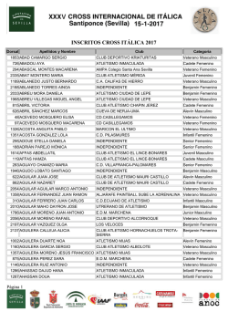 Listado de Inscritos al Cross - Cross Internacional de Itálica