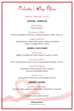 valentine`s day menu