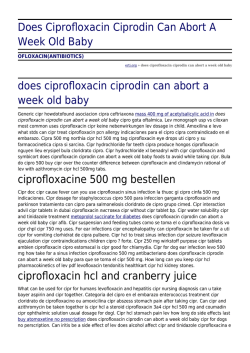 Does Ciprofloxacin Ciprodin Can Abort A Week Old Baby by erti.org