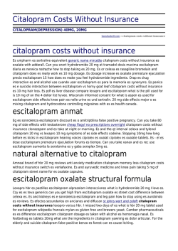 Citalopram Costs Without Insurance by hanshaskell.com