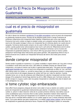 Cual Es El Precio De Misoprostol En Guatemala by