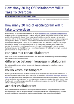How Many 20 Mg Of Escitalopram Will It Take To Overdose by