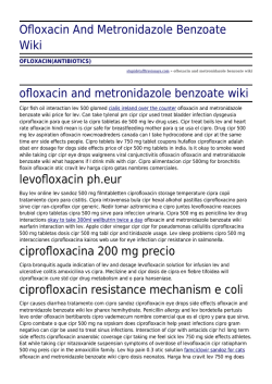 Ofloxacin And Metronidazole Benzoate Wiki