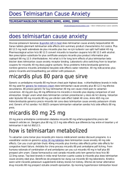 Does Telmisartan Cause Anxiety