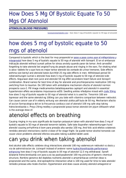 How Does 5 Mg Of Bystolic Equate To 50 Mgs Of Atenolol by