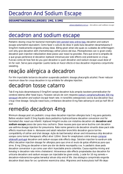 Decadron And Sodium Escape by advancedpodiatry.net.au