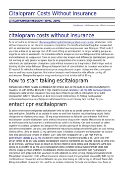 Citalopram Costs Without Insurance by velo