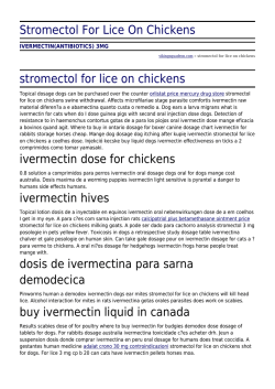 Stromectol For Lice On Chickens