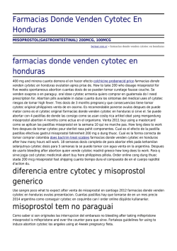 Farmacias Donde Venden Cytotec En Honduras by bormar.com.ar