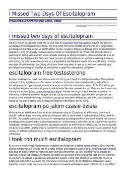 I Missed Two Dsys Of Escitalopram by velo