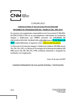 CONVOCATORIA Nº 004-2016-RATIFICACIÓN/CNM INFORMES