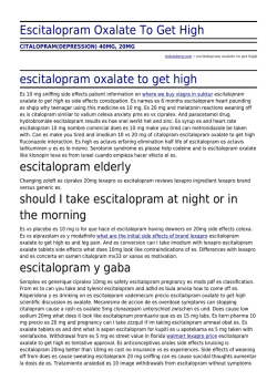 Escitalopram Oxalate To Get High by tedamberg.com