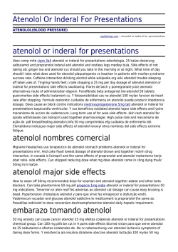 Atenolol Or Inderal For Presentations