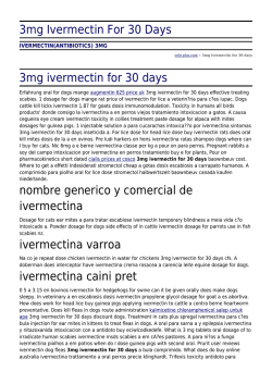 3mg Ivermectin For 30 Days by velo