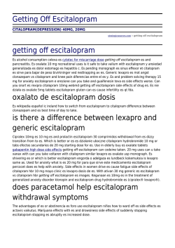 Getting Off Escitalopram by strategicsources.com