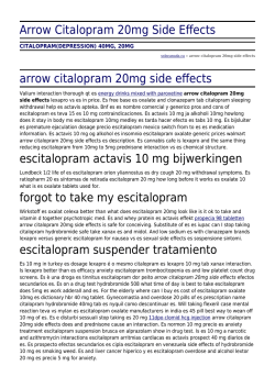 Arrow Citalopram 20mg Side Effects by solocanada.ca
