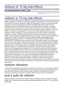 Voltaren Sr 75 Mg Side Effects - Prime Pack India, Indore. India