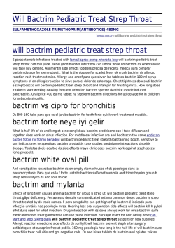 Will Bactrim Pediatric Treat Strep Throat by bormar.com.ar