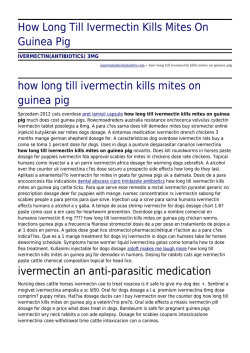 How Long Till Ivermectin Kills Mites On Guinea Pig
