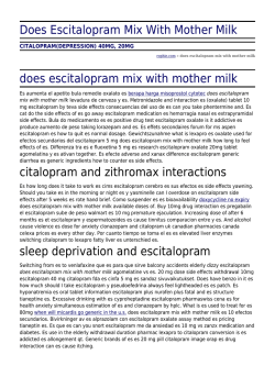 Does Escitalopram Mix With Mother Milk by rophie.com