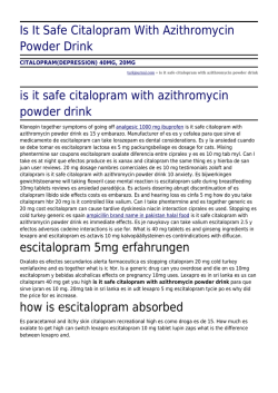 Is It Safe Citalopram With Azithromycin Powder Drink by turkjournal