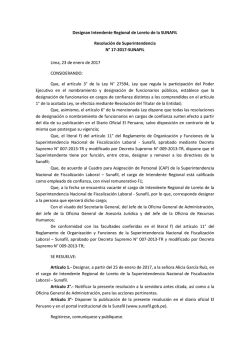 Designan Intendente Regional de Loreto de la SUNAFIL Resolución