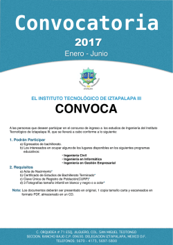 convocatoria ene jun 2017 - Instituto Tecnológico de Iztapalapa III