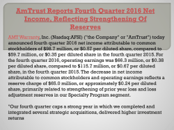 Am trust reports fourth quarter 2016 net income, reflecting strengthening of reserves