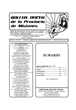 sumario - Boletín Oficial del Gobierno de la Provincia de Misiones