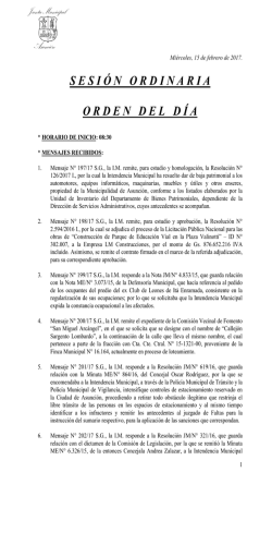 Orden del Día 15/02/2017 - Junta Municipal de Asunción