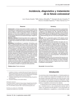 Incidencia, diagnóstico y tratamiento de la fístula colovesical (PDF