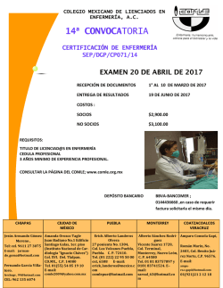 14ª convoca toria - Colegio Mexicano de Licenciados en Enfermería