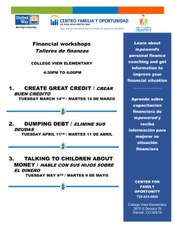 Financial workshops 1. CREATE GREAT CREDIT / CREAR 2