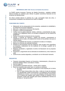 REFERENCIA (REF.345) Técnico de Gestión Económica La FIIAPP