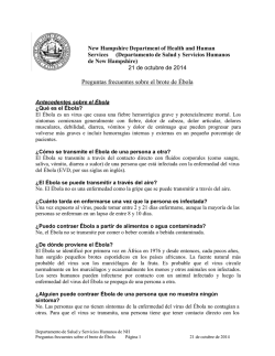 Preguntas frecuentes sobre el brote de Ébola - New Hampshire