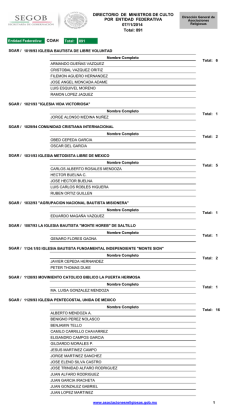 Directorio de Ministros de Culto por Entidad Federativa