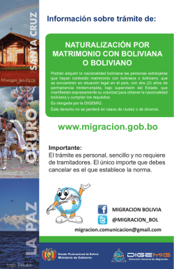 Naturalización por Matrimonio con Boliviana o Boliviano - Dirección