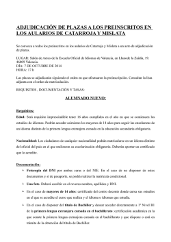 MATRICULACI&Oacute;N CATARROJA Y MISLATA