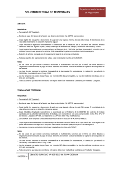 SOLICITUD DE VISAS DE TEMPORALES - Superintendencia