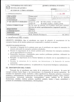 QU0114 Química General Intensiva - Sede Regional de Guanacaste