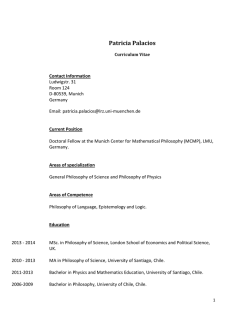 CV, Palacios Patricia - Munich Center for Mathematical Philosophy