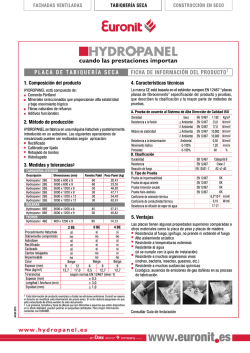 ficha t&eacute;cnica hydropanel - Euronit