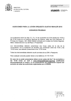 AUDICIONES PARA LA JOVEN ORQUESTA GUSTAV MAHLER 2015
