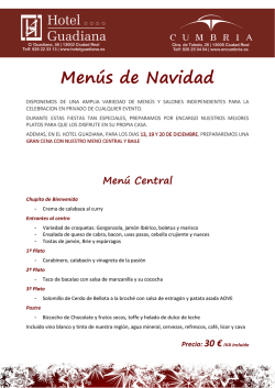 Menus de Navidad - Hotel Guadiana y CUMBRIA 2015